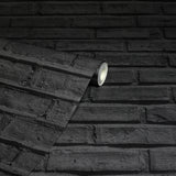 Abner Black by Arthouse 20.9in x 33ft Industrial Textured Peelable Washable Brick Wallpaper - Brewster Home Fashions AH623007-Sample