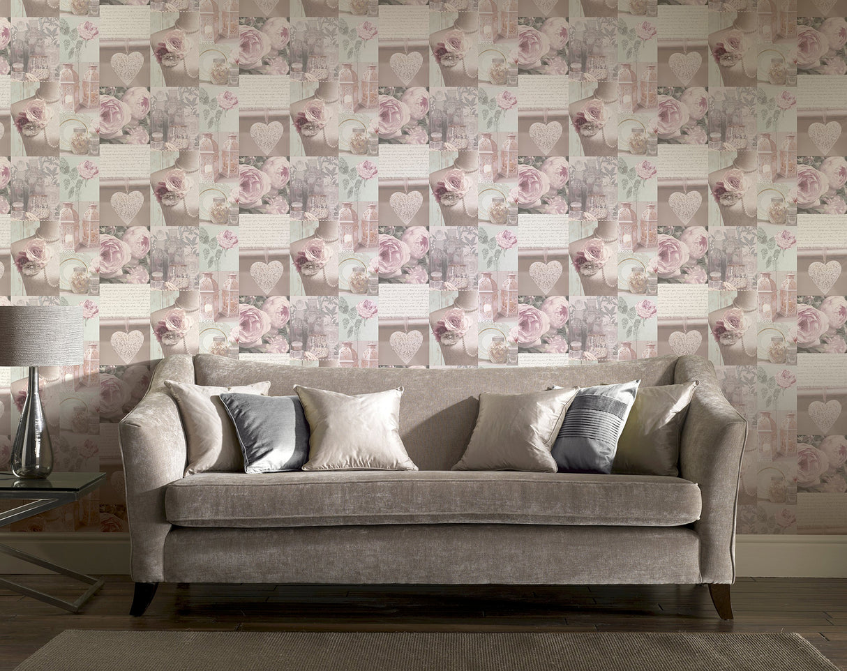 Irene Blush by Arthouse Charlotte College Wallpaper – Brewster Home Fashions AH665201