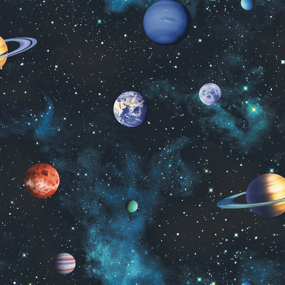 Albert Black Cosmos Wallpaper by Arthouse featuring planets and stars on a black sky