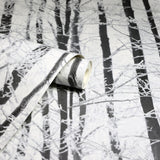 Frosted Winter Grove Silver by Arthouse Photorealistic Trees Wallpaper- Brewster Home Fashions AH670200