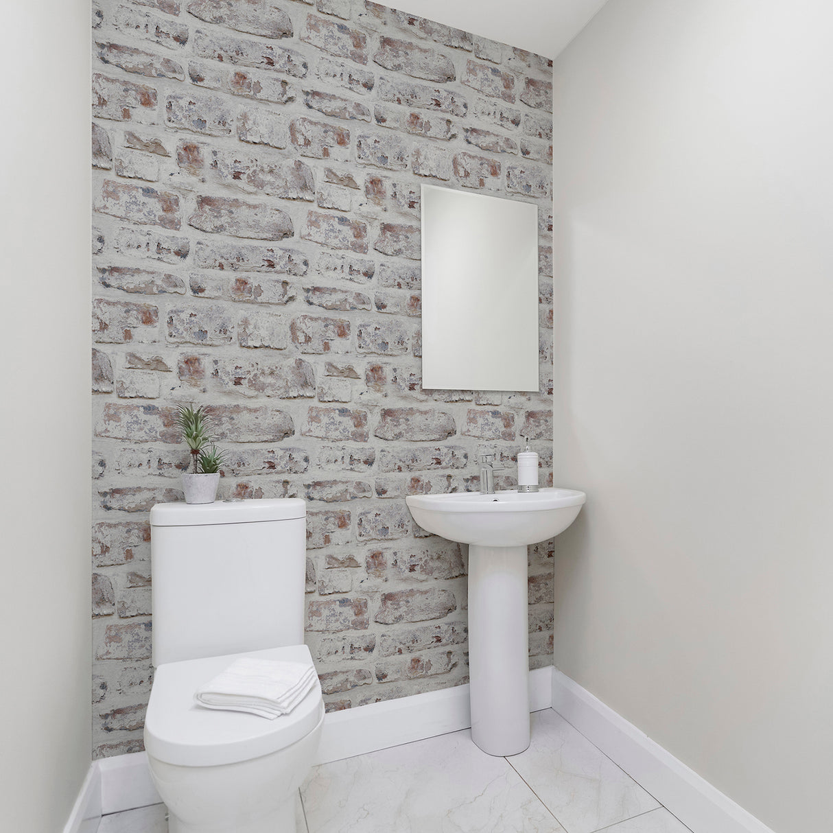Domenic White by Arthouse Whitewashed Brick Wallpaper – Brewster Home Fashions AH671100