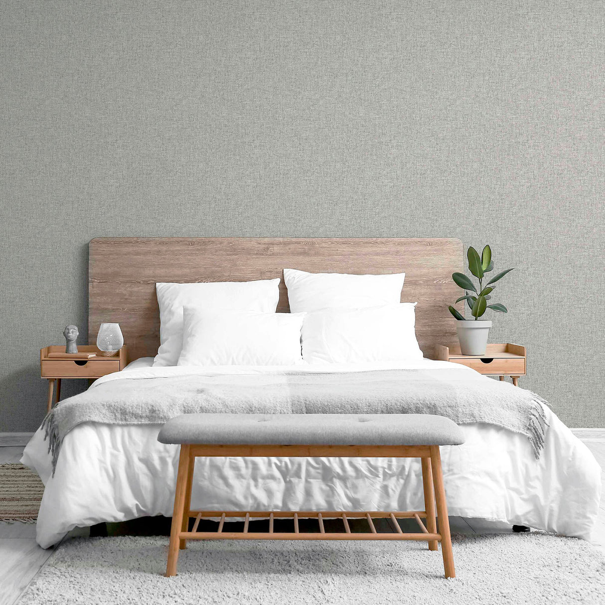 Maisie Light Grey by Arthouse Linen Wallpaper- Brewster Home Fashions AH676006