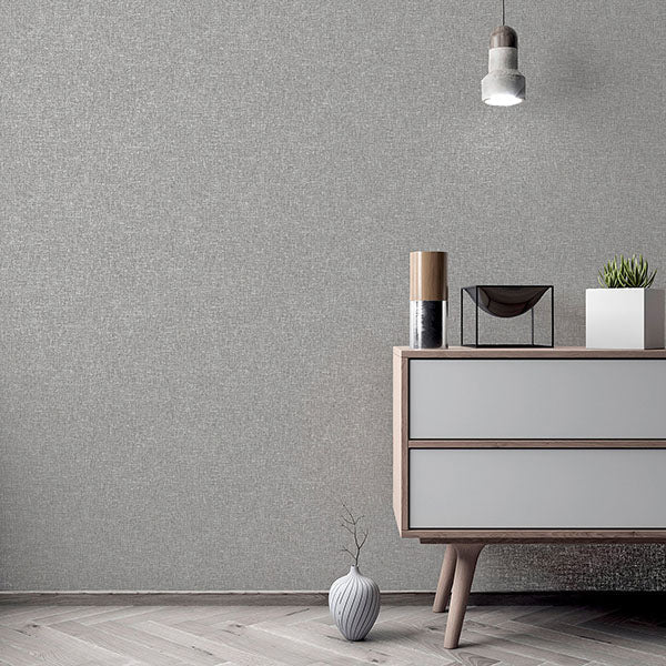 Maisie Grey Linen by Arthouse Faux Linen Wallpaper – Brewster Home Fashions AH676007