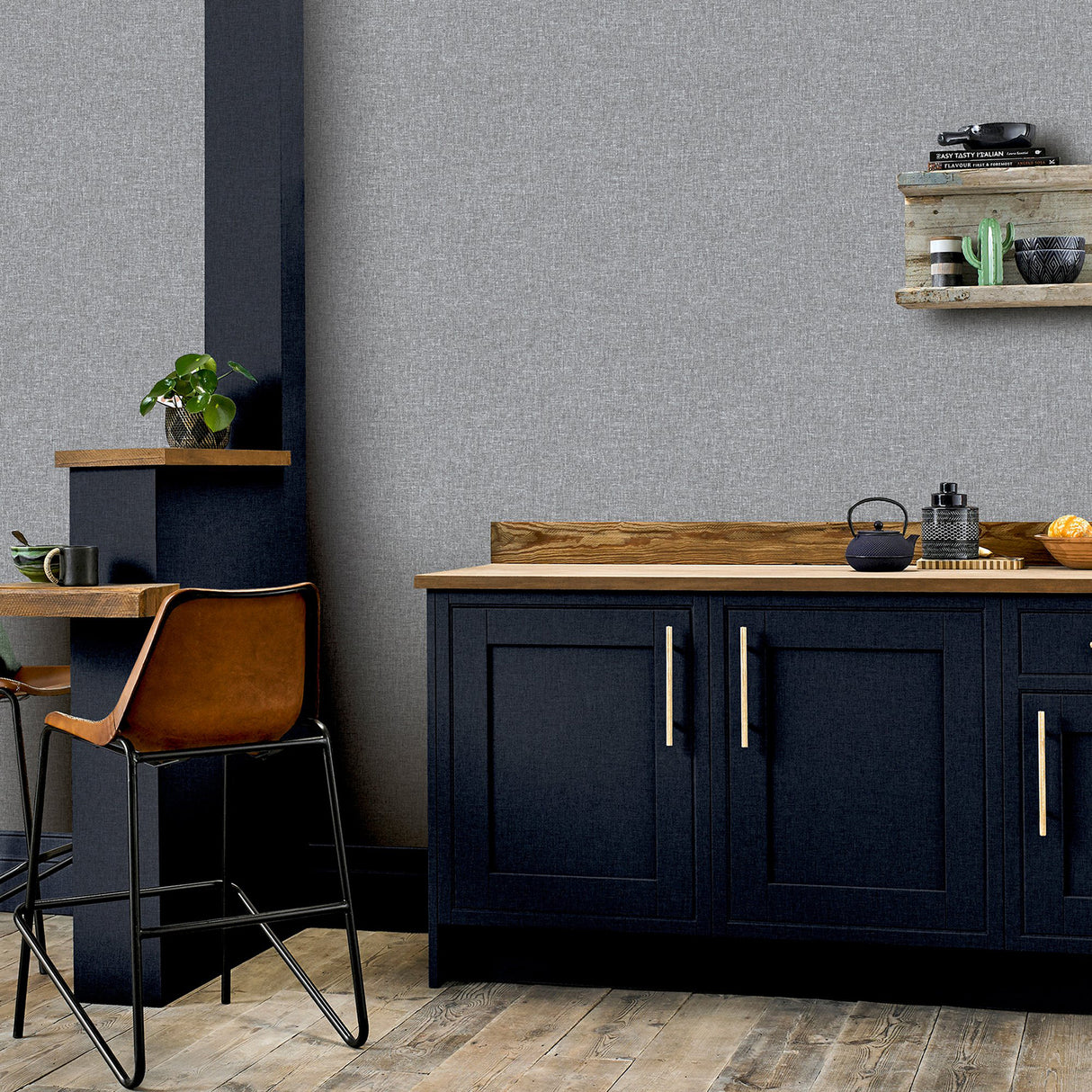 Maisie Grey Linen by Arthouse Faux Linen Wallpaper – Brewster Home Fashions AH676007