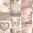 Ryo Blush Inspirational Wallpaper by Arthouse featuring hearts, butterflies, roses and glitter in blush tones