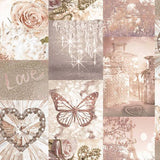 Ryo Blush Inspirational Wallpaper by Arthouse featuring hearts, butterflies, roses and glitter in blush tones