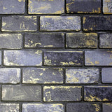 Myron Charcoal Metallic Brick wallpaper with gold accents by Arthouse