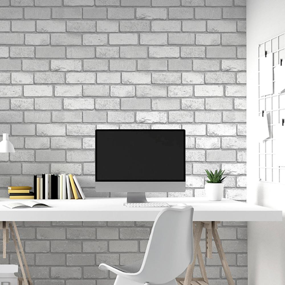 Myron Dove Metallic Brick by Arthouse Wallpaper – Brewster Home Fashions AH692201