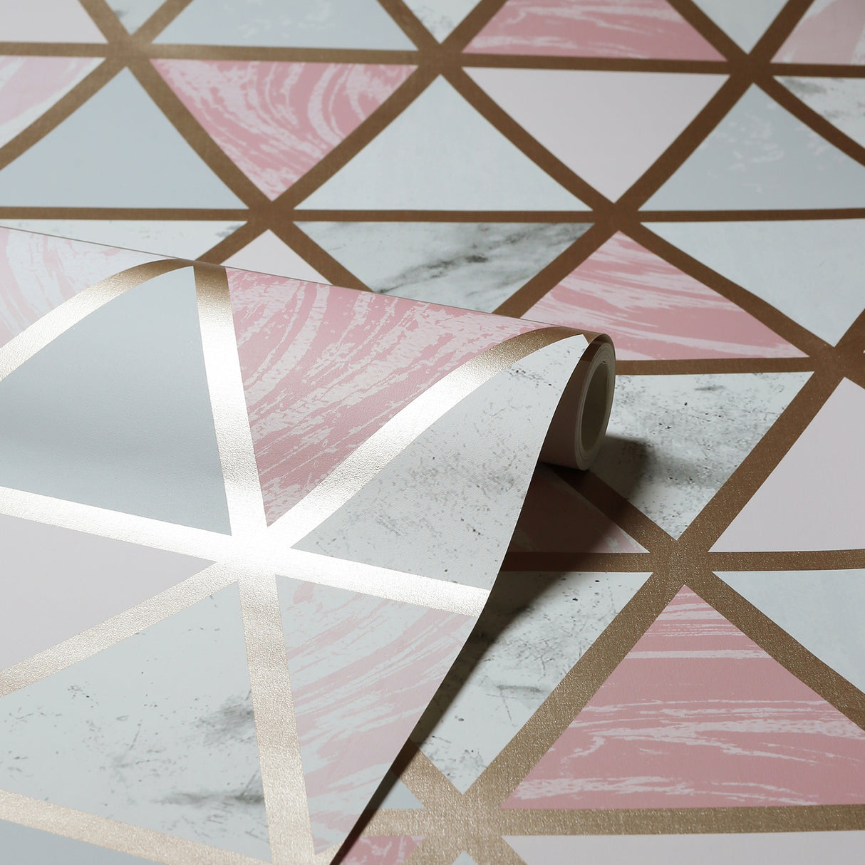Marcy Pink by Arthouse Triangle Grid Wallpaper – Brewster Home Fashions AH692205