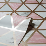 Marcy Pink by Arthouse Triangle Grid Wallpaper – Brewster Home Fashions AH692205