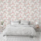 Marcy Pink by Arthouse Triangle Grid Wallpaper – Brewster Home Fashions AH692205