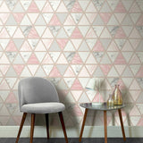 Marcy Pink by Arthouse Triangle Grid Wallpaper – Brewster Home Fashions AH692205