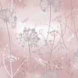 Lena Pink Floral Wallpaper by Arthouse for Brewster – pink botanical with dragonflies and glitter effect