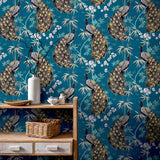 Takara Teal by Arthouse Opulent Peacock Wallpaper- Brewster Home Fashions AH692505