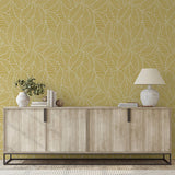 Mavis Mustard by Arthouse Leaf Wallpaper- Brewster Home Fashions AH692506