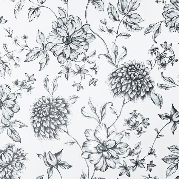 Della Black Floral Trail Wallpaper room scene