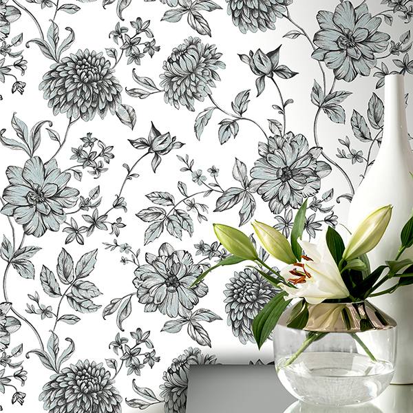 Della Black by Arthouse Floral Trail Wallpaper – Brewster Home Fashions AH692507
