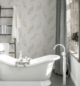 Natsuko Metallic Feathers by Arthouse Neutral Glitter Watercolor Feather Paper Wallpaper 20.9-in by 33-ft Covers 57.5 sq ft - AH692601