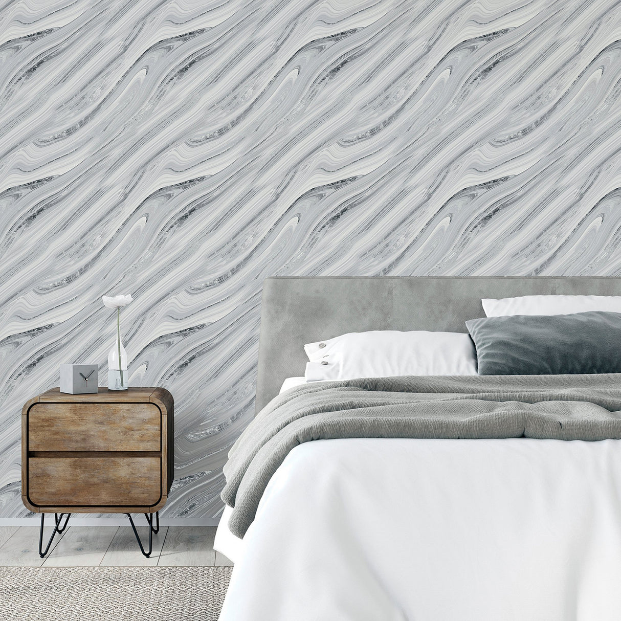 Nellie Silver by Arthouse Stone Wallpaper- Brewster Home Fashions AH692605