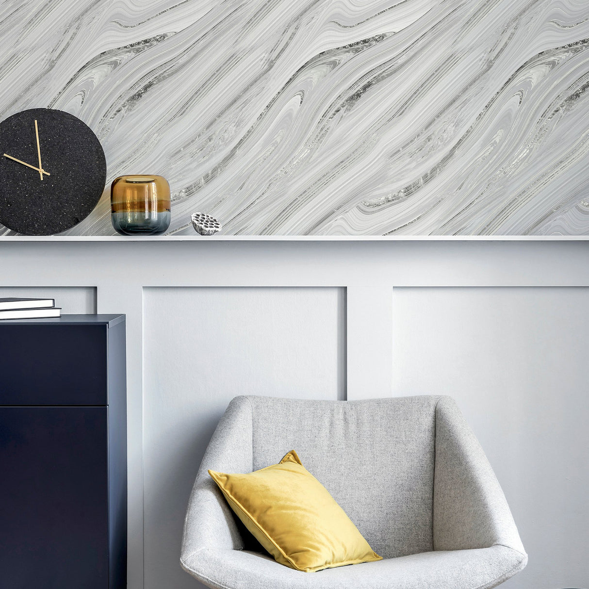 Nellie Silver by Arthouse Stone Wallpaper- Brewster Home Fashions AH692605