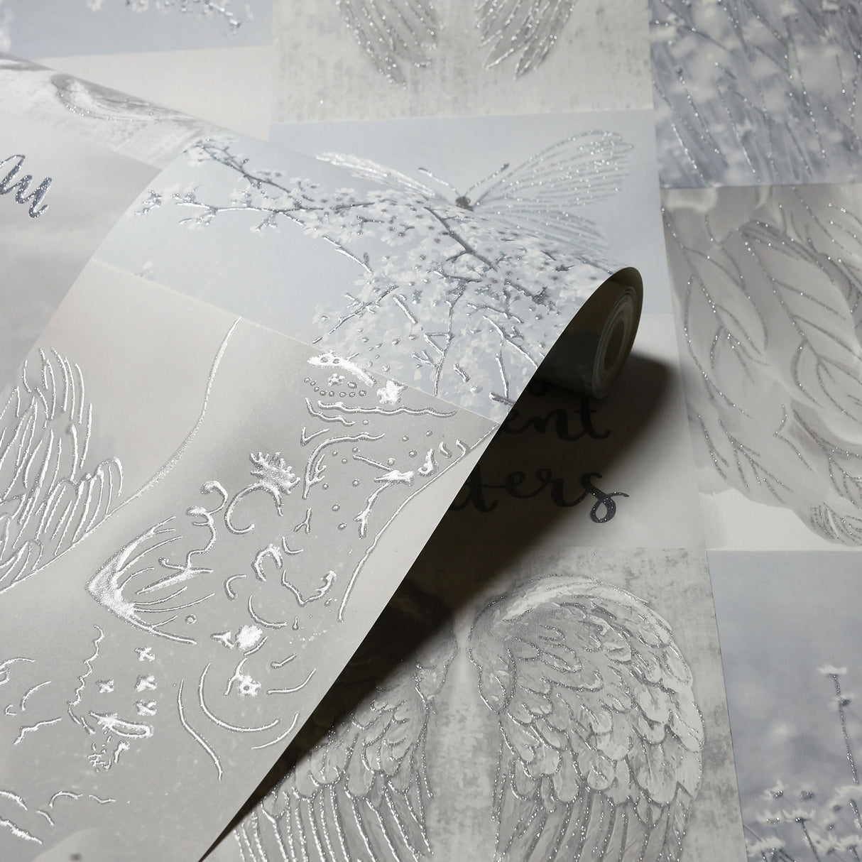 Chou Light Grey by Arthouse Inspirational Wallpaper – Brewster Home Fashions AH692800