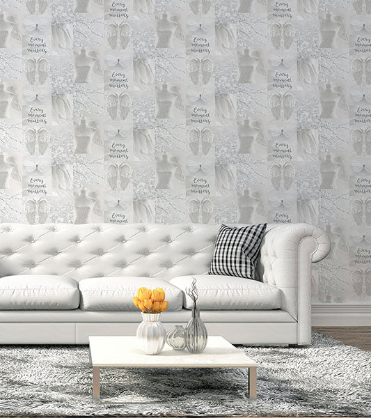 Chou Light Grey by Arthouse Inspirational Wallpaper – Brewster Home Fashions AH692800