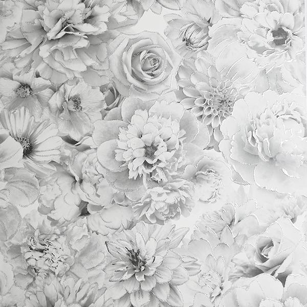 Clarissa Grey Glitter Bloom floral wallpaper with silver accents by Arthouse – Brewster AH692803