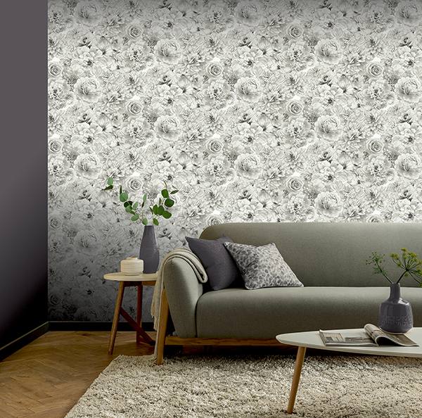 Clarissa Grey by Arthouse Glitter Bloom Wallpaper – Brewster Home Fashions AH692803