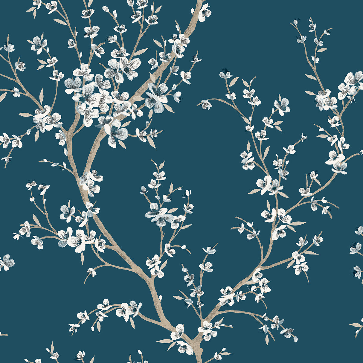 Kaia Blue Flowering Tree Wallpaper by Arthouse