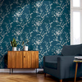 Kaia Blue by Arthouse Flowering Tree Wallpaper – Brewster Home Fashions AH692805
