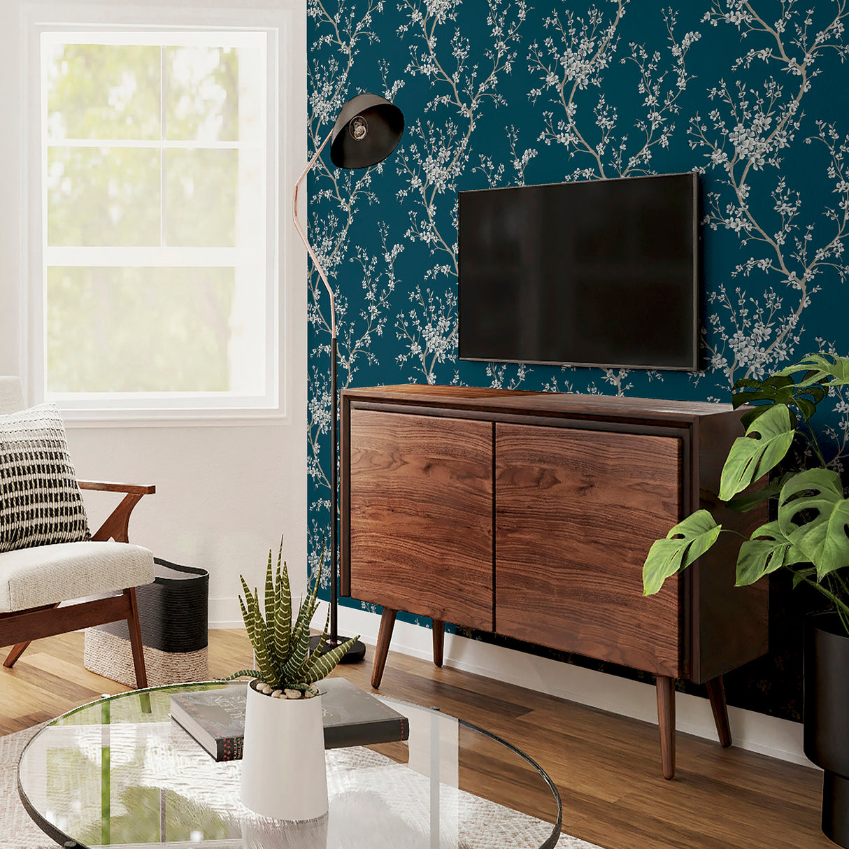 Kaia Blue by Arthouse Flowering Tree Wallpaper – Brewster Home Fashions AH692805