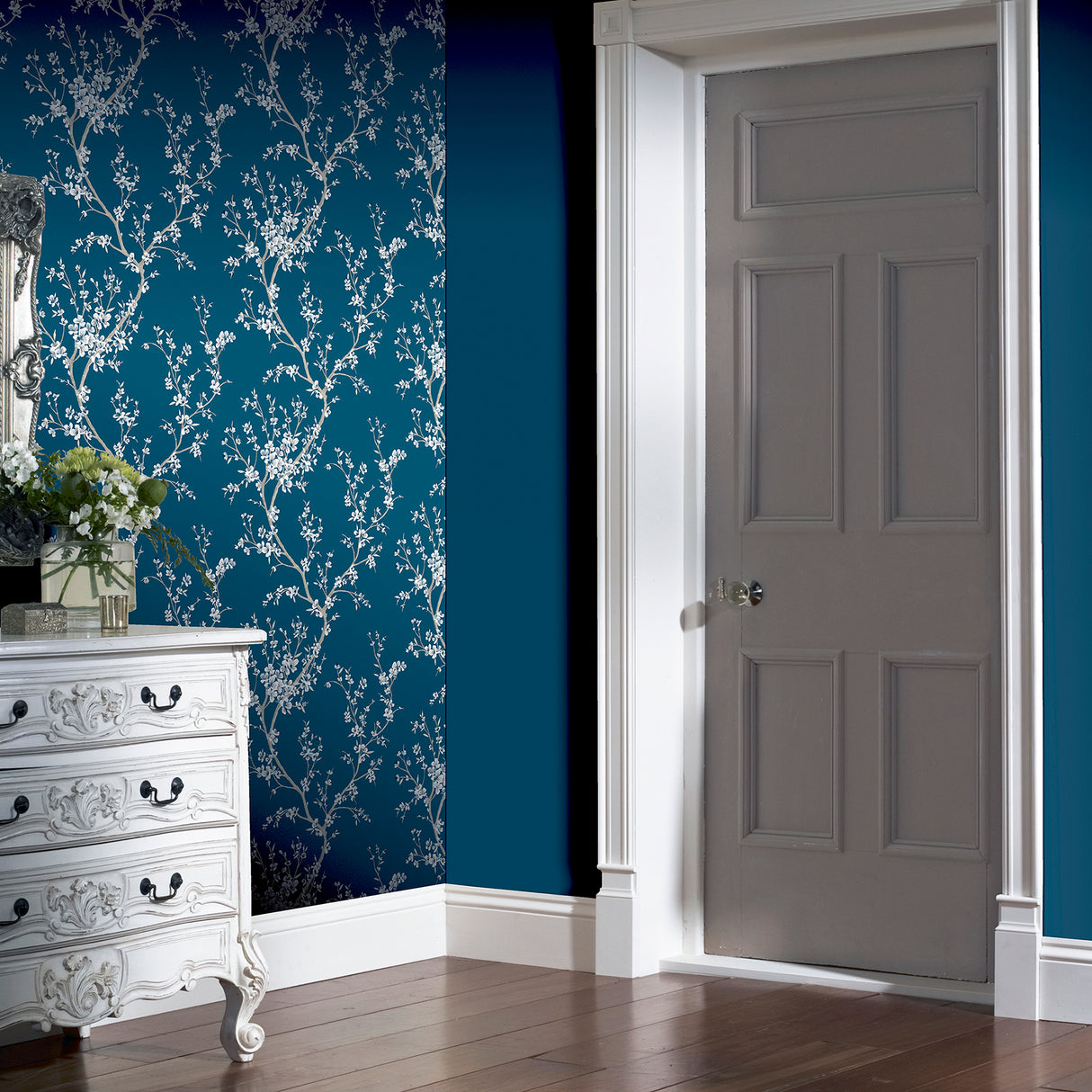 Kaia Blue by Arthouse Flowering Tree Wallpaper – Brewster Home Fashions AH692805