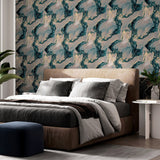 Ursula Dark Blue by Arthouse Abstract Wallpaper- Brewster Home Fashions AH693404