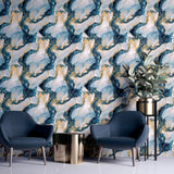 Ursula Dark Blue by Arthouse Abstract Wallpaper- Brewster Home Fashions AH693404