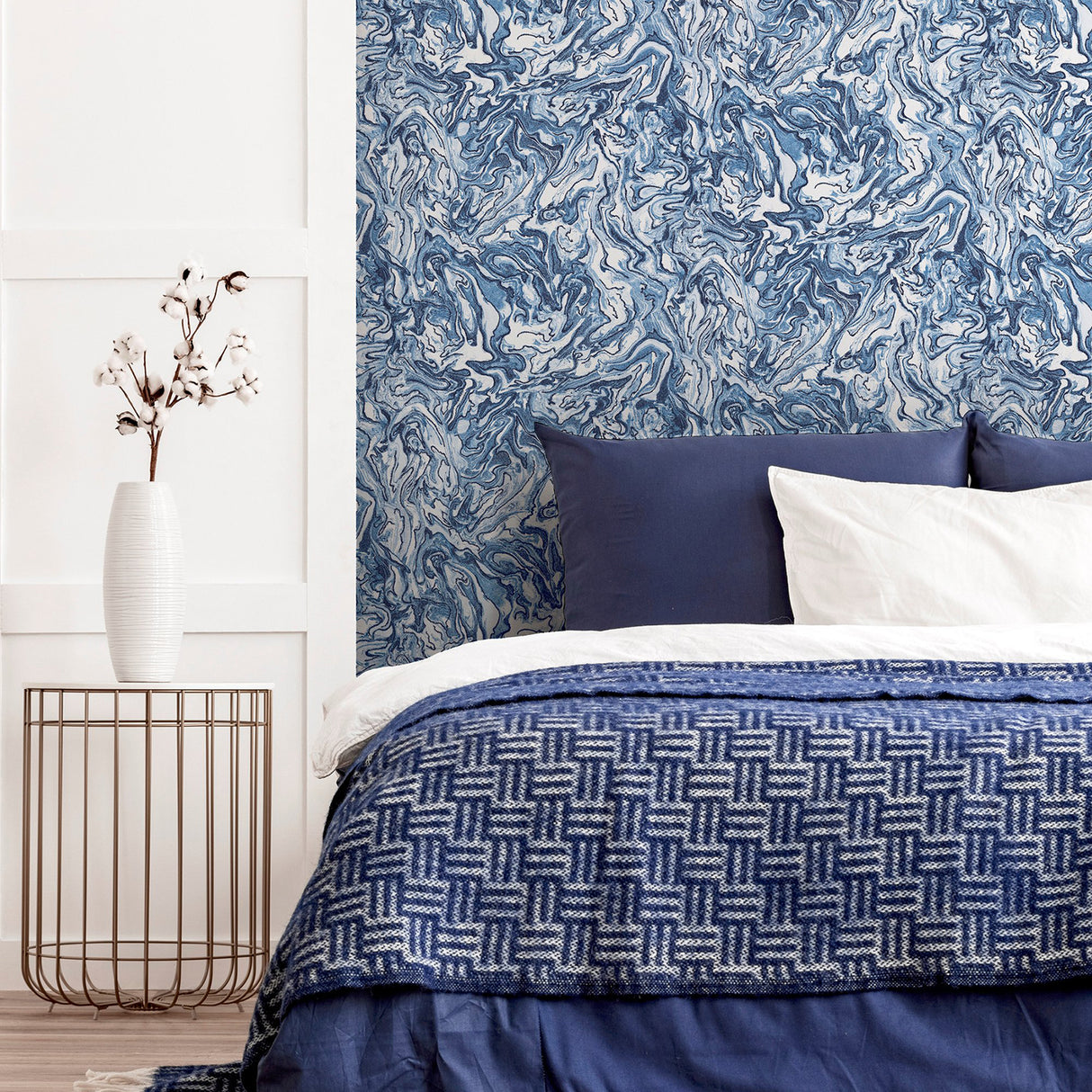 Osgood Navy by Arthouse Marbled Wallpaper – Brewster Home Fashions AH693902