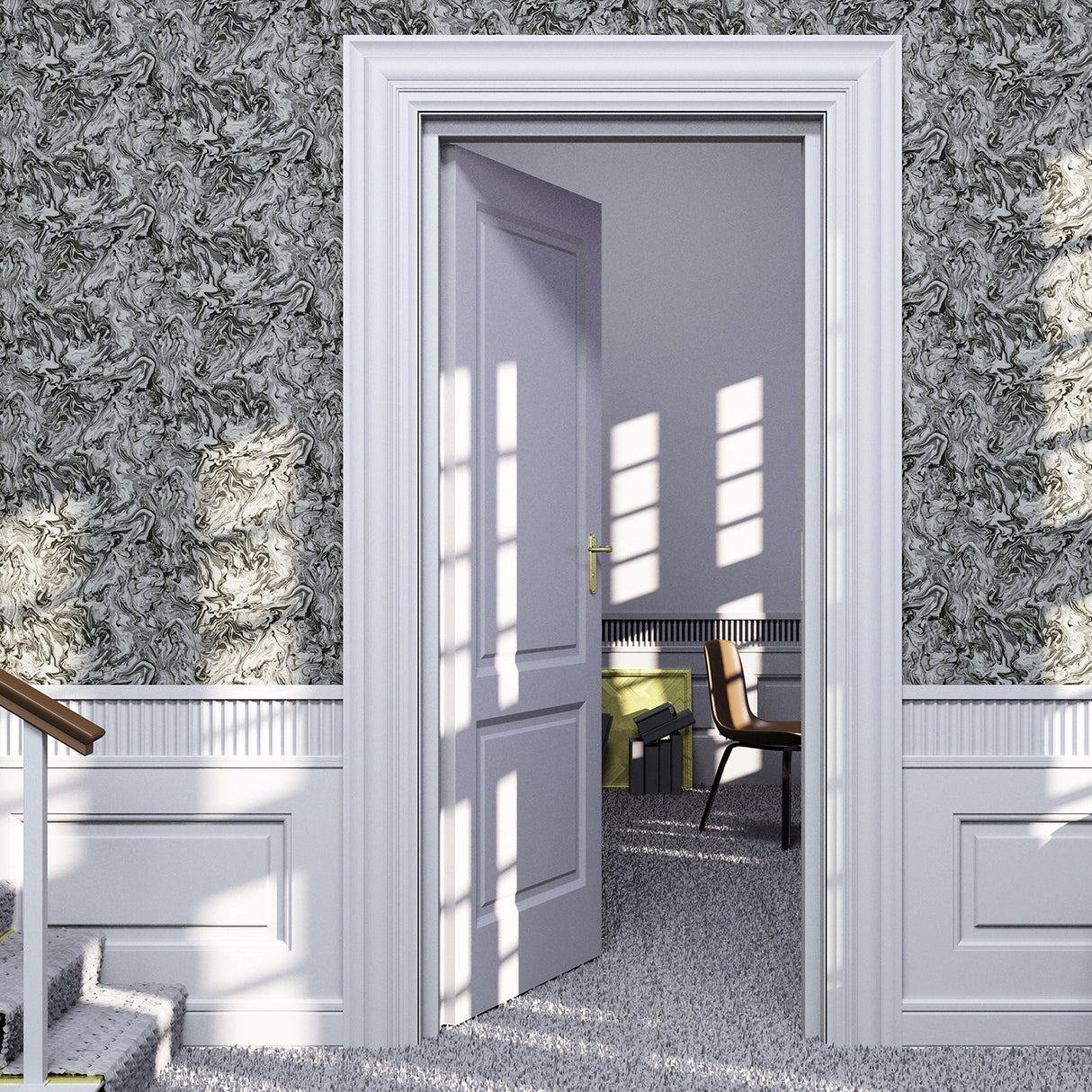 Osgood Charcoal by Arthouse Marbled Wallpaper- Brewster AH693903