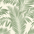 Cecil Green Tropical Wallpaper by Arthouse featuring layered palm leaves on a cream background