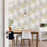 Willis Mustard by Arthouse Palm Frond Wallpaper- Brewster Home Fashions AH697800