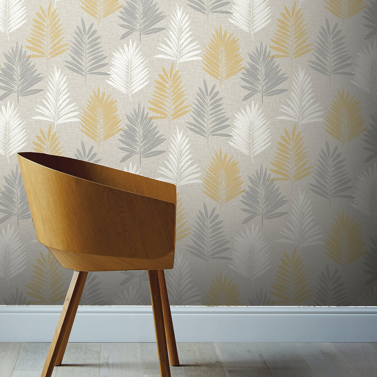 Willis Mustard by Arthouse Palm Frond Wallpaper- Brewster Home Fashions AH697800