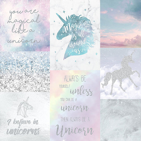 Amalthea Pastel Unicorn wallpaper with unicorn graphics and inspirational quotes in soft pastel colors.