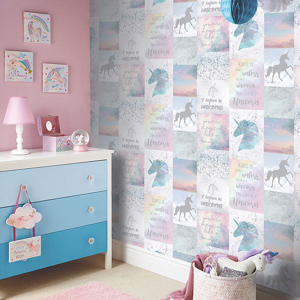 Amalthea Pastel by Arthouse Unicorn Wallpaper – Brewster AH698300