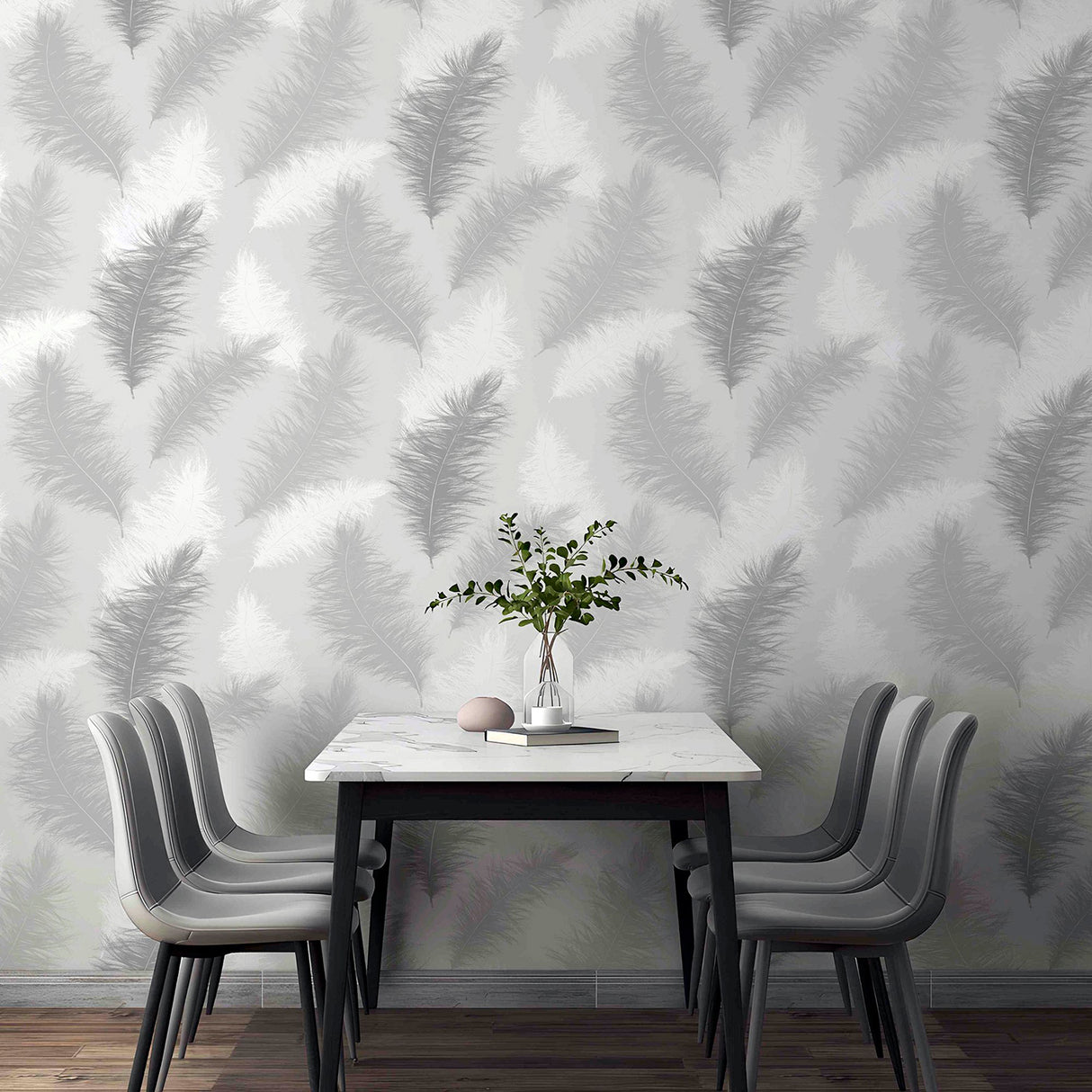 Sussurro Grey by Arthouse Feathers Wallpaper- Brewster Home Fashions AH901705