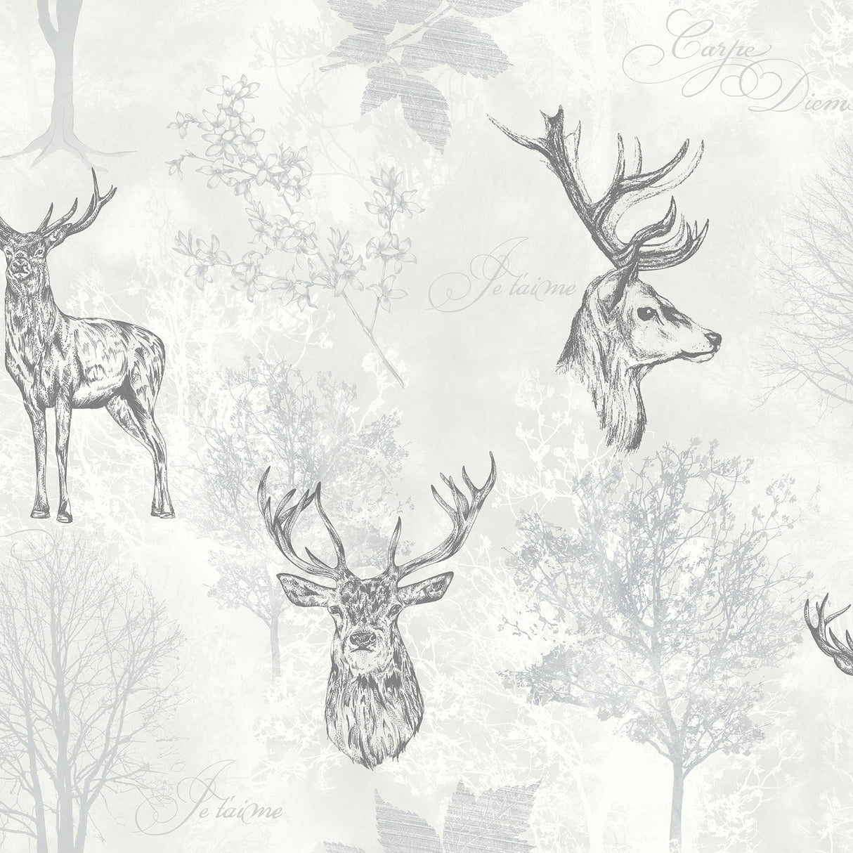 Gilbert Black Etched Stag Wallpaper by Arthouse
