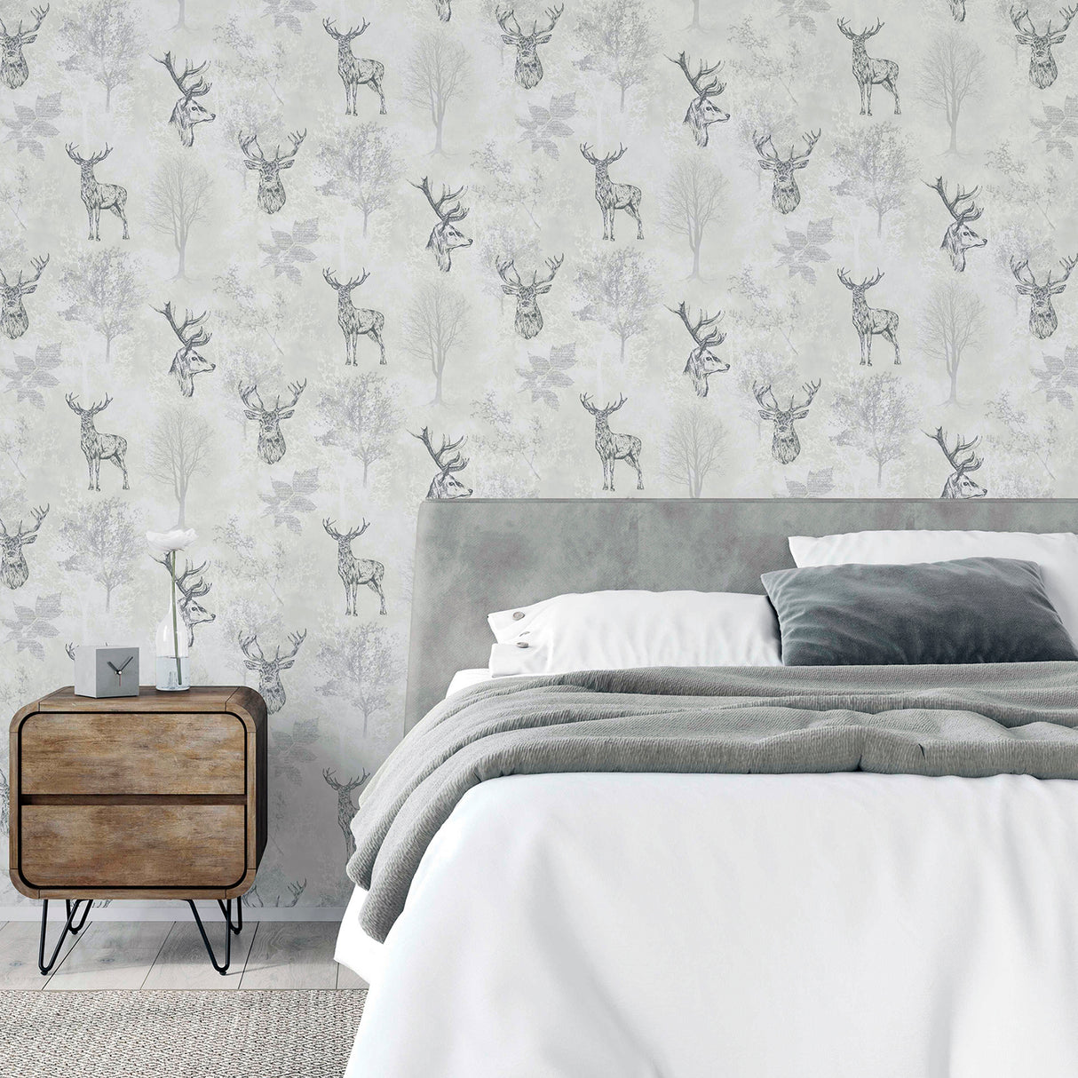 Gilbert Black by Arthouse Etched Stag Wallpaper – Brewster Home Fashions AH901808