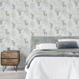 Gilbert Black by Arthouse Etched Stag Wallpaper – Brewster Home Fashions AH901808