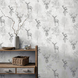 Gilbert Black by Arthouse Etched Stag Wallpaper – Brewster Home Fashions AH901808