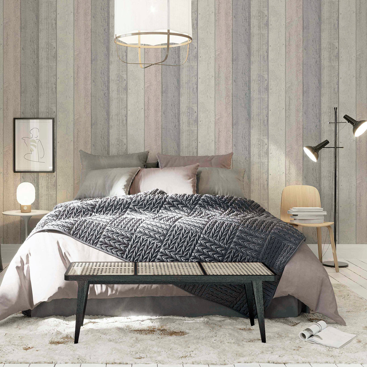 Forrest Blush by Arthouse Wood Plank Wallpaper- Brewster Home Fashions AH902809