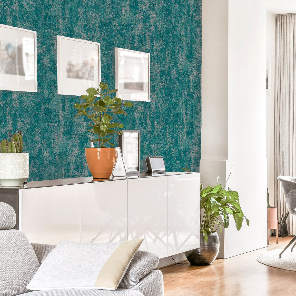 Velour Teal by Arthouse Distressed Blown Vinyl Wallpaper – Brewster AH904005