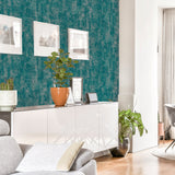 Velour Teal by Arthouse Distressed Blown Vinyl Wallpaper – Brewster AH904005