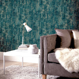 Velour Teal by Arthouse Distressed Blown Vinyl Wallpaper – Brewster AH904005